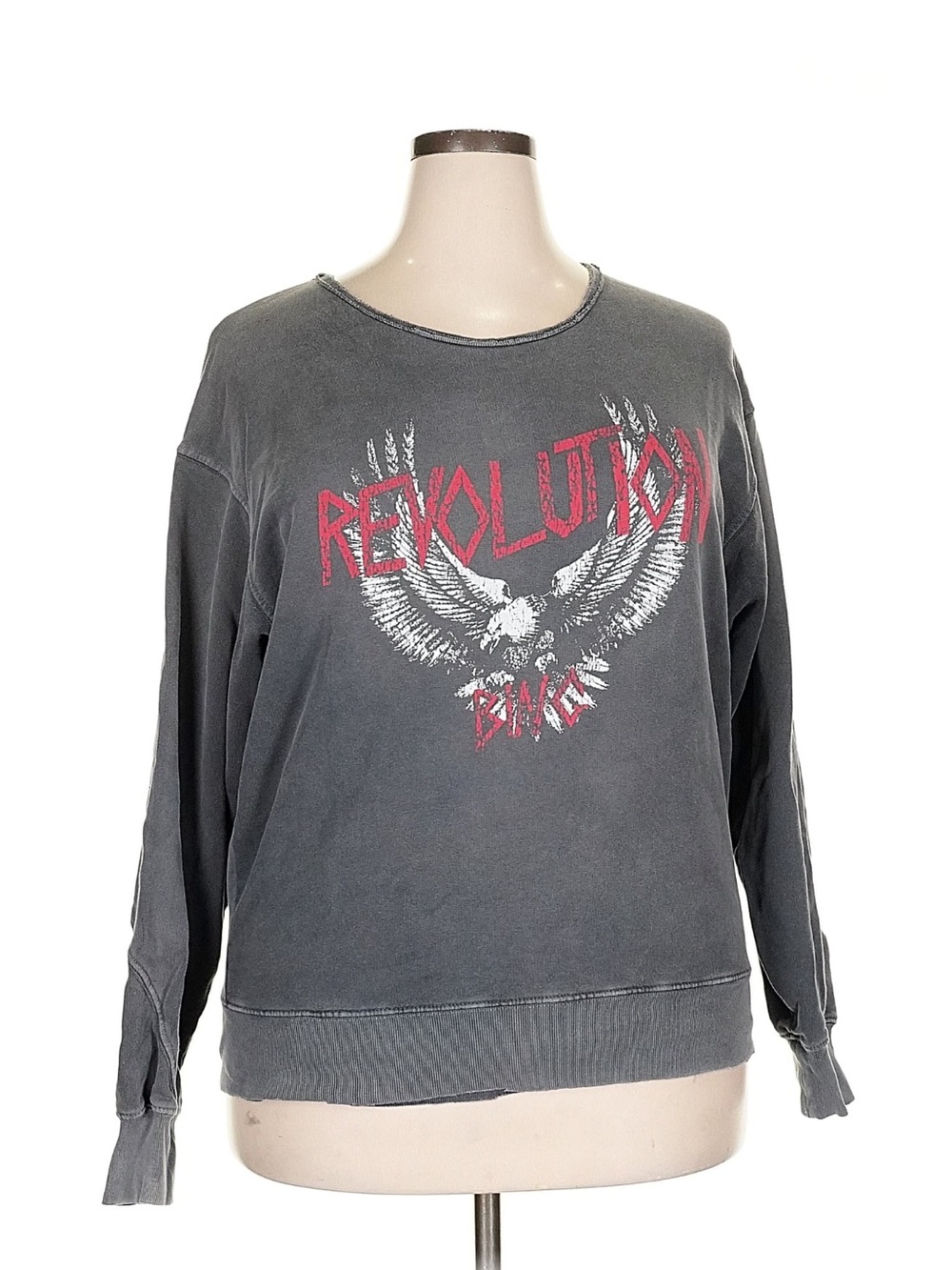 Anine Bing Gray 'Revolution' Graphic Pullover Sweatshirt